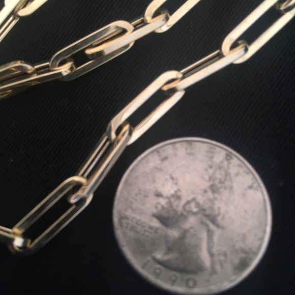 14k gold paperclip chain link necklace 18" - Picture 5 of 12